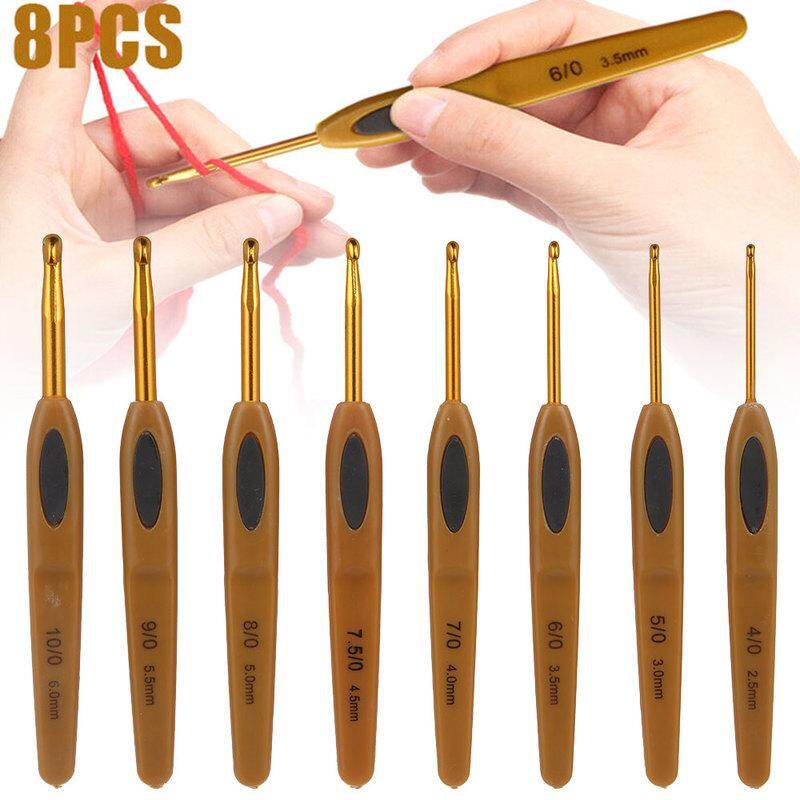 Áo len kim móc 8 chiếc kim móc mềm mại tiện dụng 2.5-6mm móc nhôm