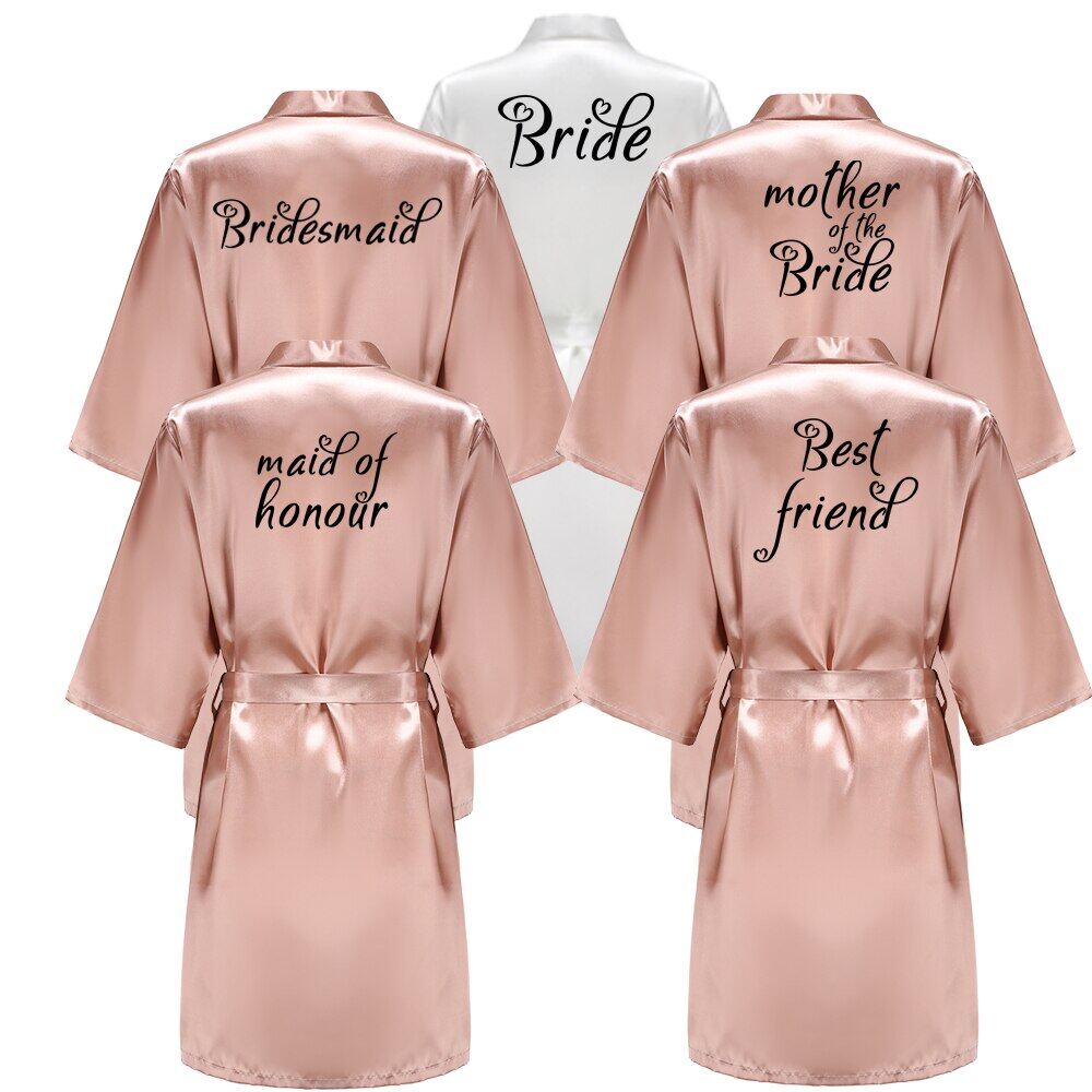 Chất liệu lụa satin áo choàng cỡ lỡn cưới Áo choàng tắm cô dâu Đầm Phù Dâu áo choàng phụ nữ quần áo ngủ Maid of honour Rose