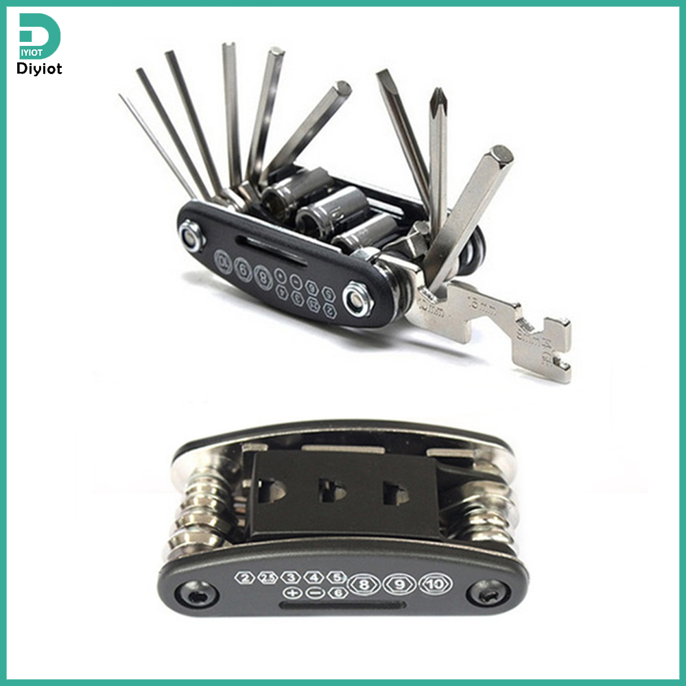 Diymore bộ dụng cụ sửa chữa cơ khí xe đạp đa năng 16 trong 1 bộ dụng cụ xe đạp bộ dụng cụ sửa chữa đa năng cầm tay cho xe máy bộ dụng cụ sửa chữa hệ mét gấp gọn