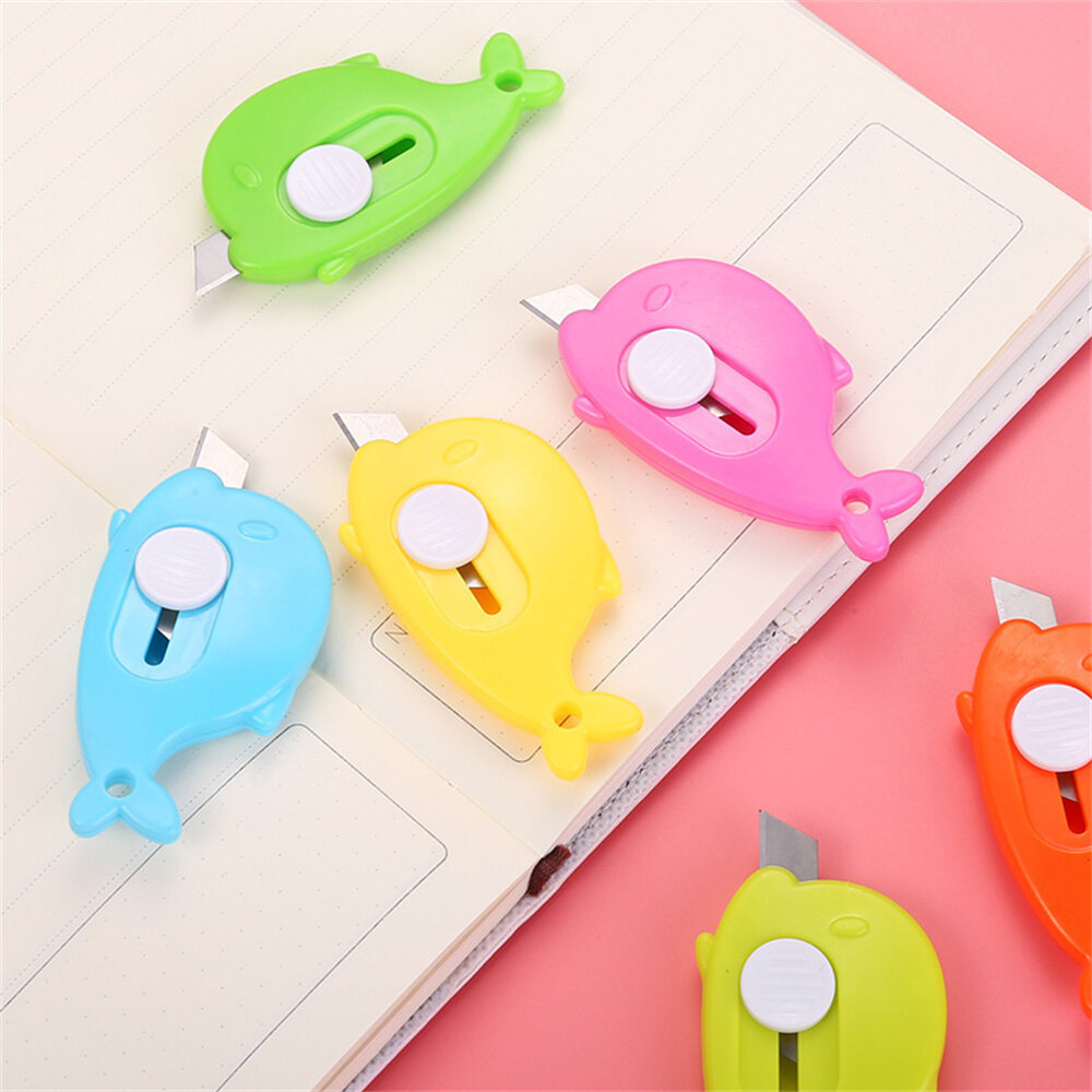 Cắt giấy lưỡi dao cạo văn phòng Nguồn cung cấp Quà Tặng trường học mini dao tiện ích cá voi