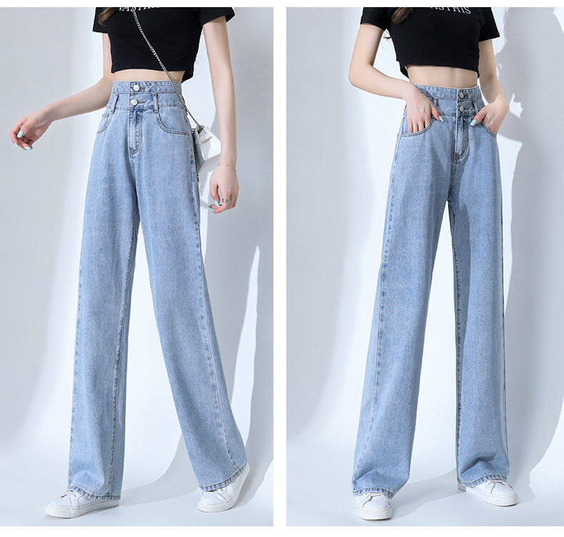 High waist jeans women's loose wide leg 2022 new summer slimming high belly contracting Guangzhou Xintang wide-leg pants