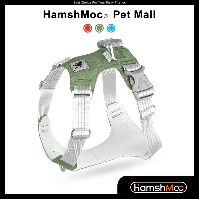 Hamshmoc đai dắt chó không kéo áo gi lê thú cưng điều chỉnh được vải nylon cao cấp thoáng khí phản quang mềm mại kiểm soát thoải mái cho chó đi dạo