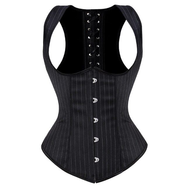 คอร์เซ็ทรัดตัวลายโกธิคพังค์ผู้หญิงผูกเชือกเสื้อรัดเอว Corset ไม่มีกระดูกสายรัด Bodyshape ชุดขนาดใหญ่ S-6XL