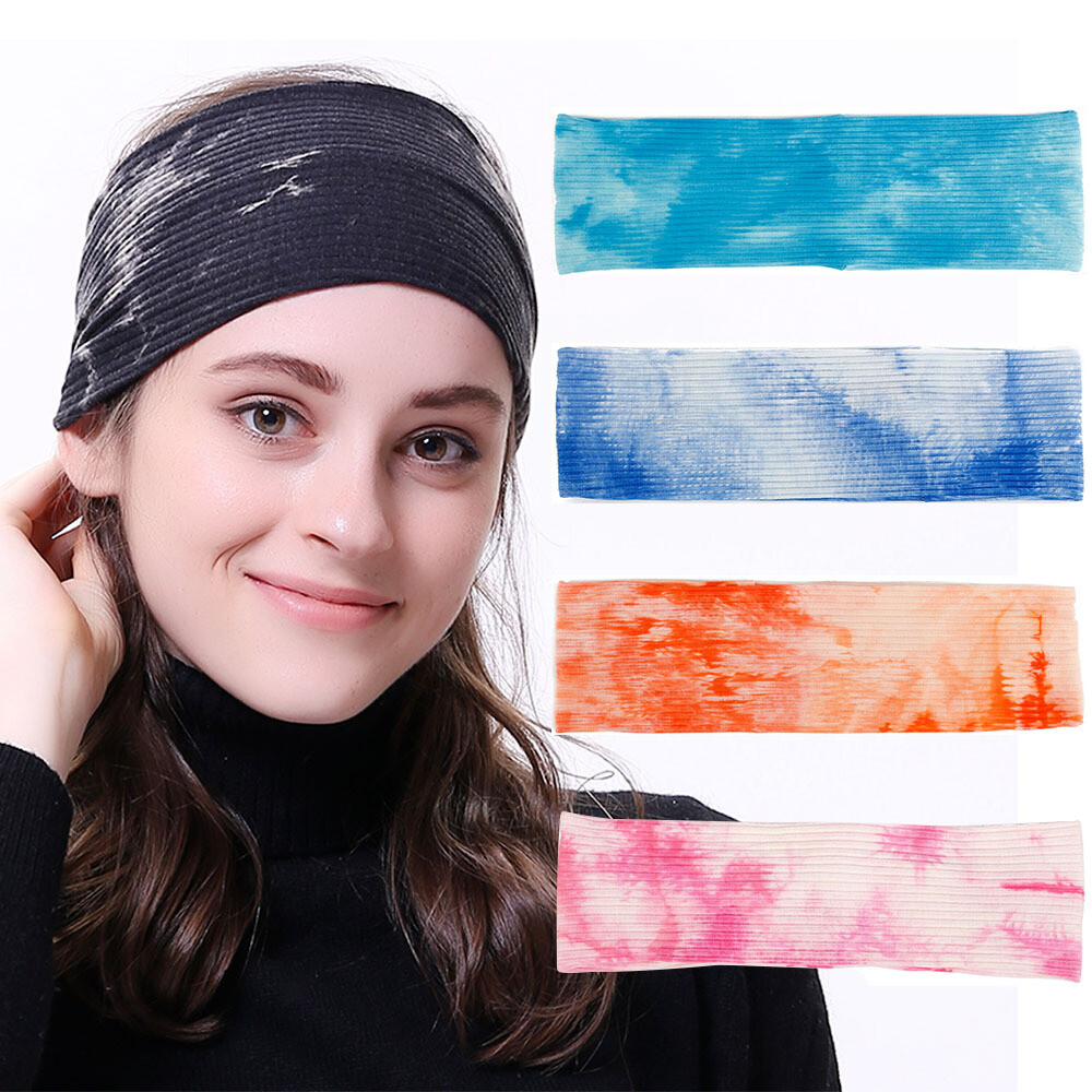 SIKONG สุภาพสตรีไทสำหรับผู้หญิง-Dye Casual Multi-สียืดหยุ่น Hairbands Headwear Headbands ผ้าฝ้าย