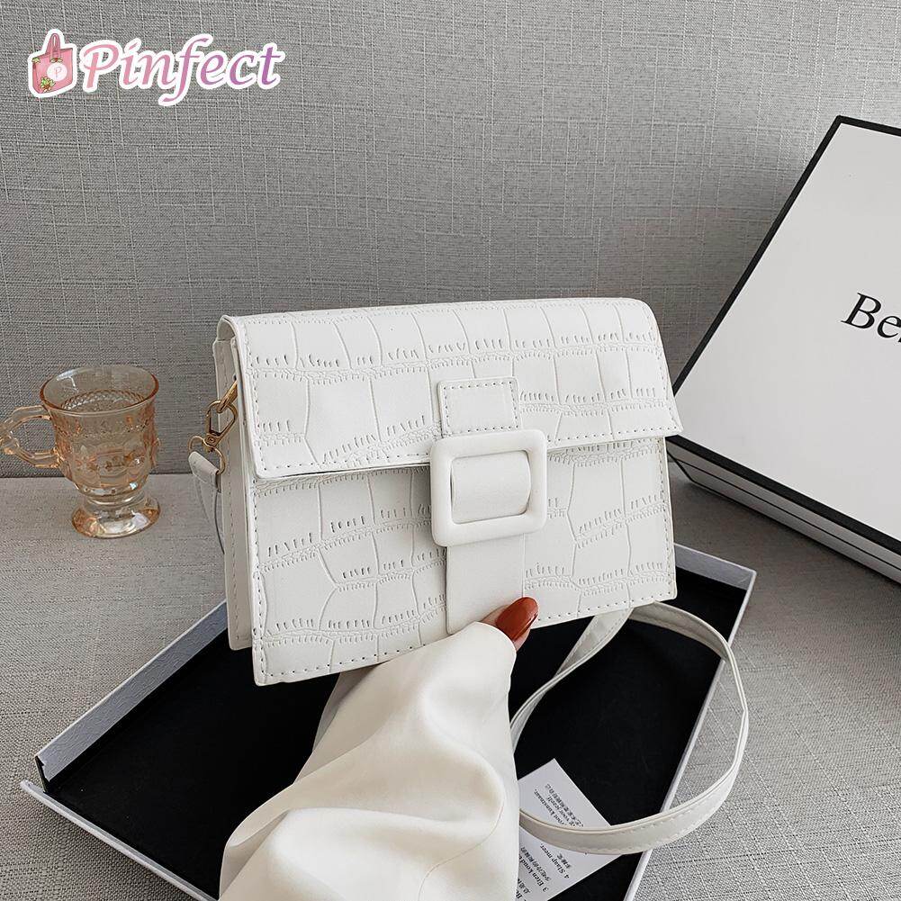 [Pinfect] Túi Đeo Vai Bằng Da PU Thường Ngày Cổ Điển Thời Trang Túi Tote Phong Bì Nữ Túi Đưa Thư Đường Phố Hàng Ngày Họa Tiết Đá Đơn Giản Màu Trơn Túi Xách Vuông