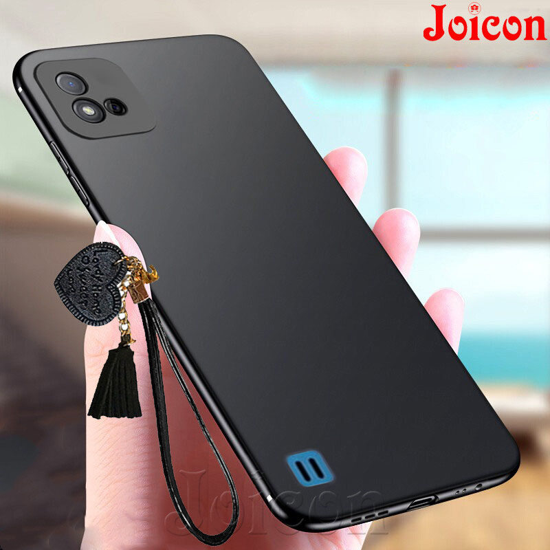 Vỏ điện thoại cho Realme C11 2021/C20/C35/C30/c30s/C53 c5a/C55 Ốp điện thoại mềm mịn Matte Bìa siêu mỏng phía sau ống kính máy ảnh bọc hoàn toàn vỏ lưng bảo vệ với đáng yêu trái tim tay Dây quai đeo