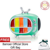BAMOER Charm Tráng Men Màu Ấm Cúng Bằng Bạc Ý 925 Charm Máy Sấy Tóc Lò Nướng Màu Xanh Dương Cho Vòng Tay SCC1861