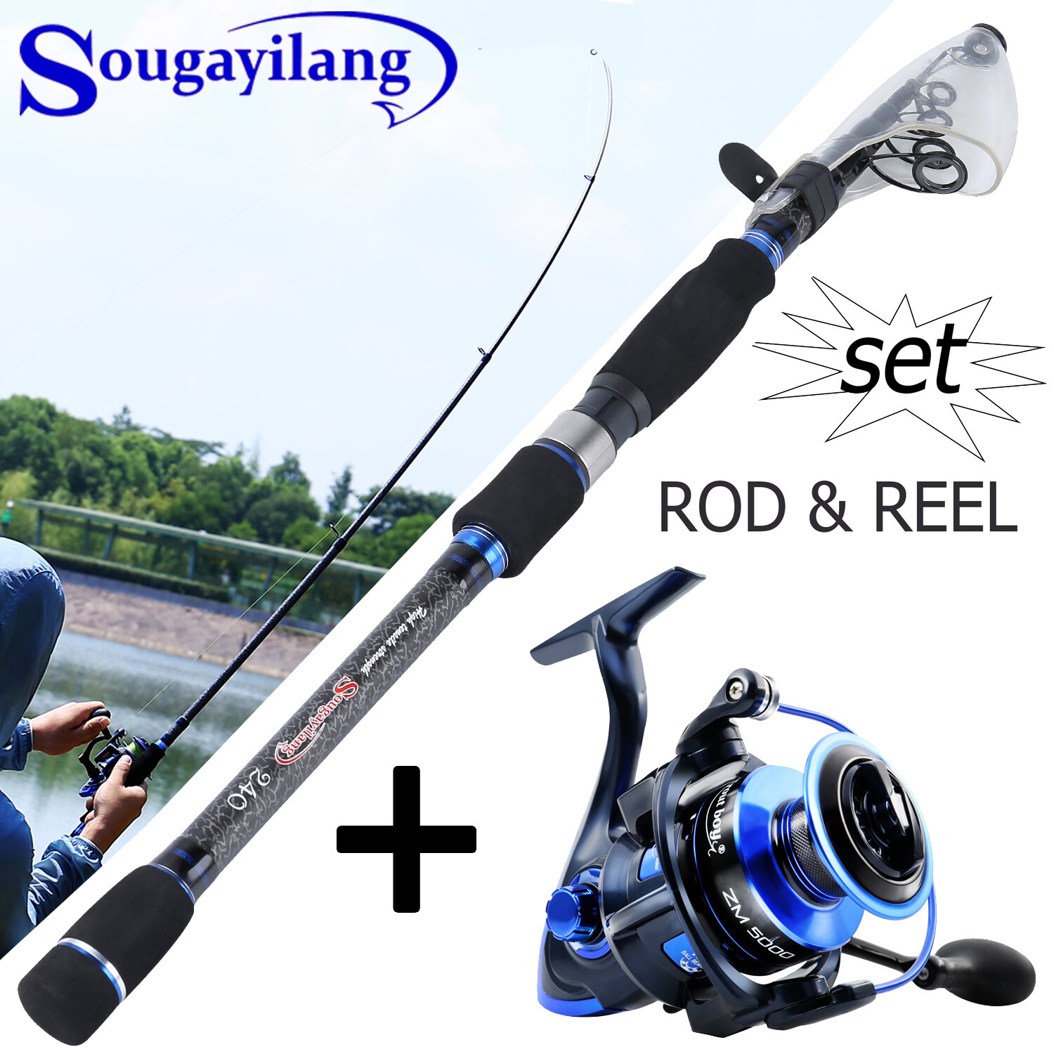 Bộ cần câu cá cần câu cá sợi carbon 1.8m-3m với máy câu 13 + 1bb cho nước mặn bộ dụng cụ câu cá nước ngọt