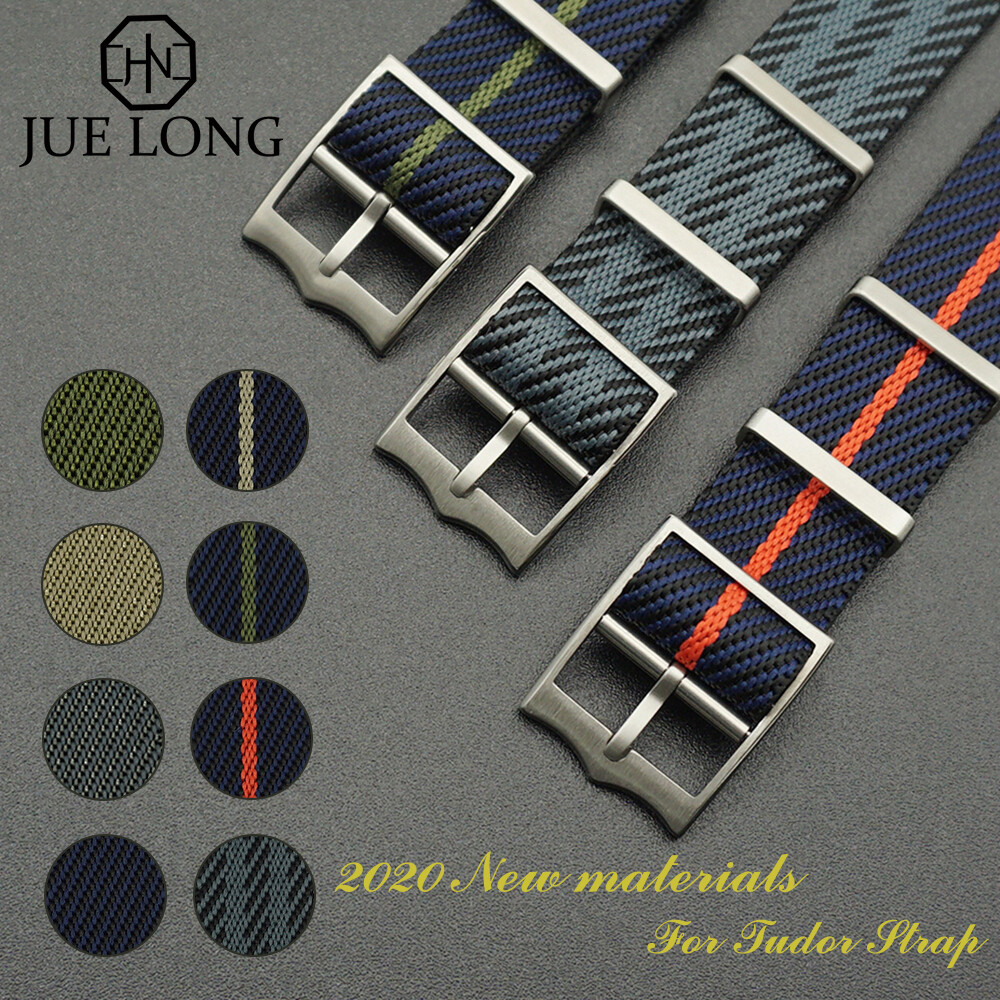 Chất lượng cao Dây chuyền đơn có sọc được dệt bằng Nylon Silver Buckle cho Tudor Black Bay Nylon Strap 20mm 22mm