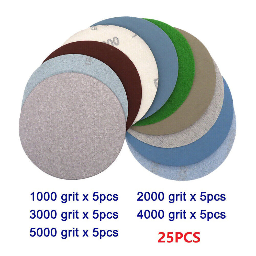 25pcs 125 mm 5 inches gai dính 1000 2000 3000 4000 5000 giấy nhám đá mạt đĩa chà nhám không thấm nước