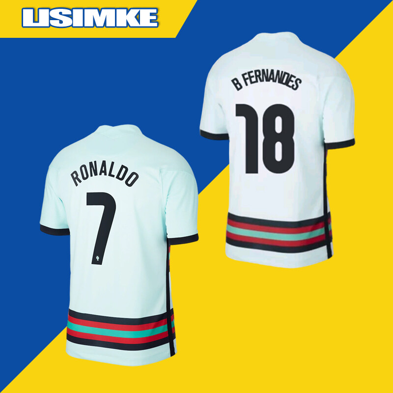 Portugal Jersey 20/21 Soccer Team Away Field Jersey Ronaldo#7 B.Fernandes#18 football Jersey Tops for Men Custom DIY Name and Number