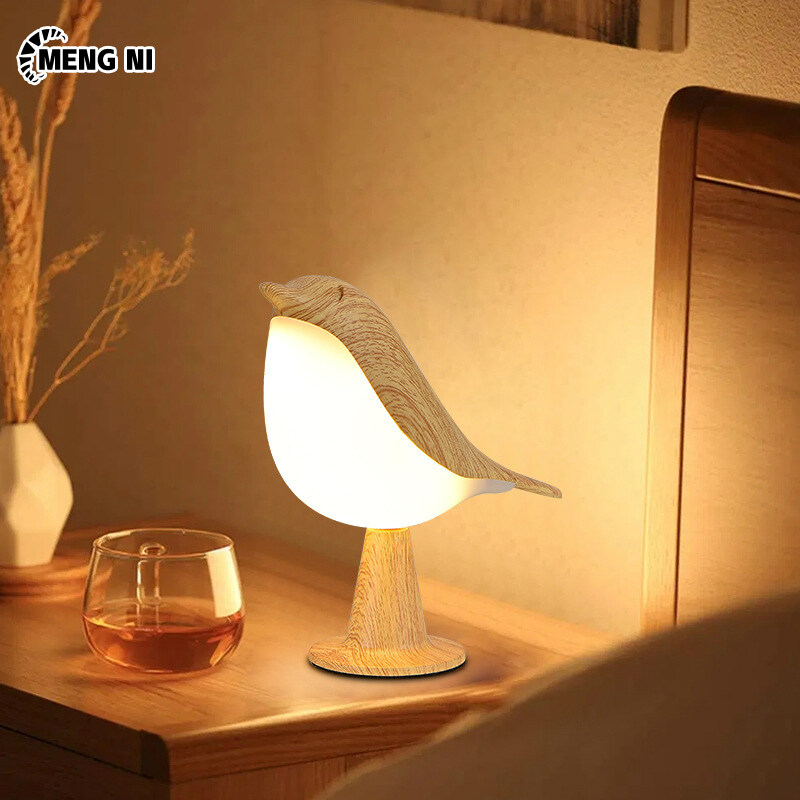Hangdianđèn hương thơm magpie đèn trang trí xe hơi đèn ngủ hình chim đầu giường phòng ngủ đèn để bàn cảm ứng sạc không khí ba màu