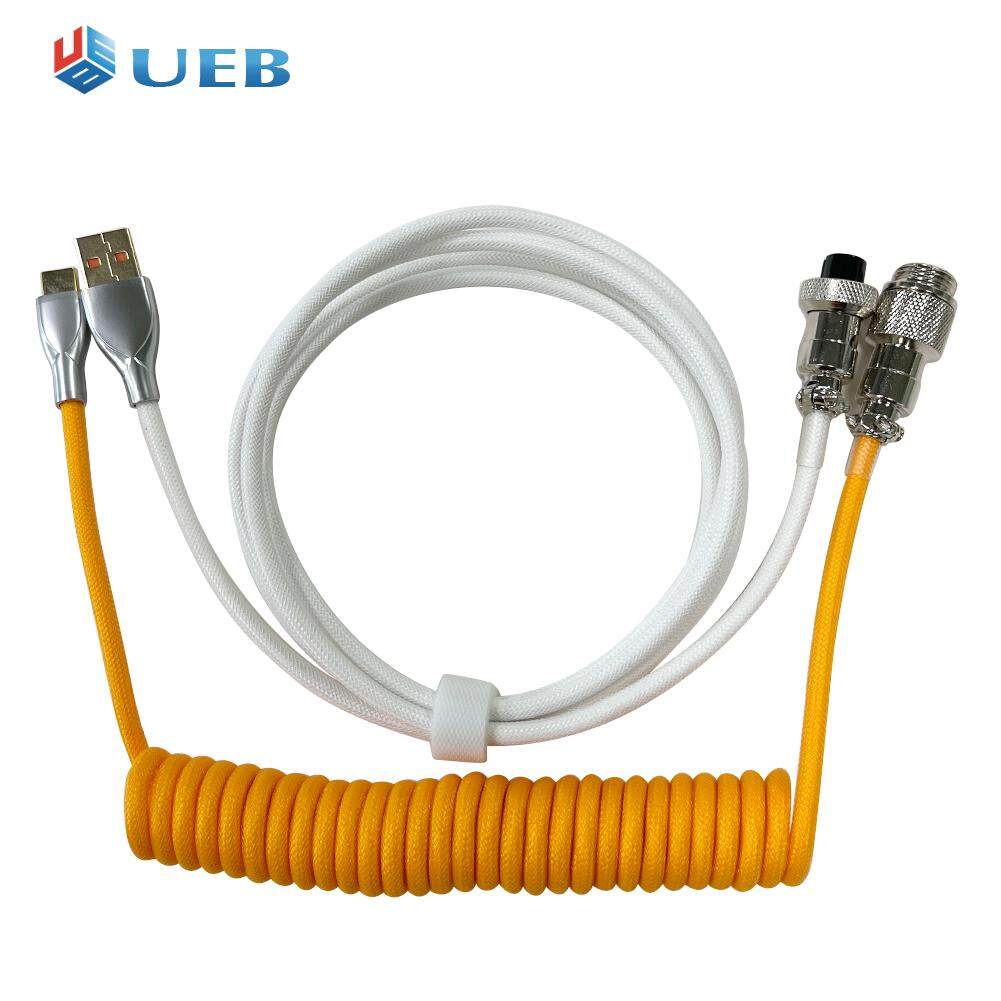 Dây USB Loại C Cuộn Chuyên Nghiệp Cho Bàn Phím Cơ Đầu Nối Phi Công Dây Dù Xoắn Ốc