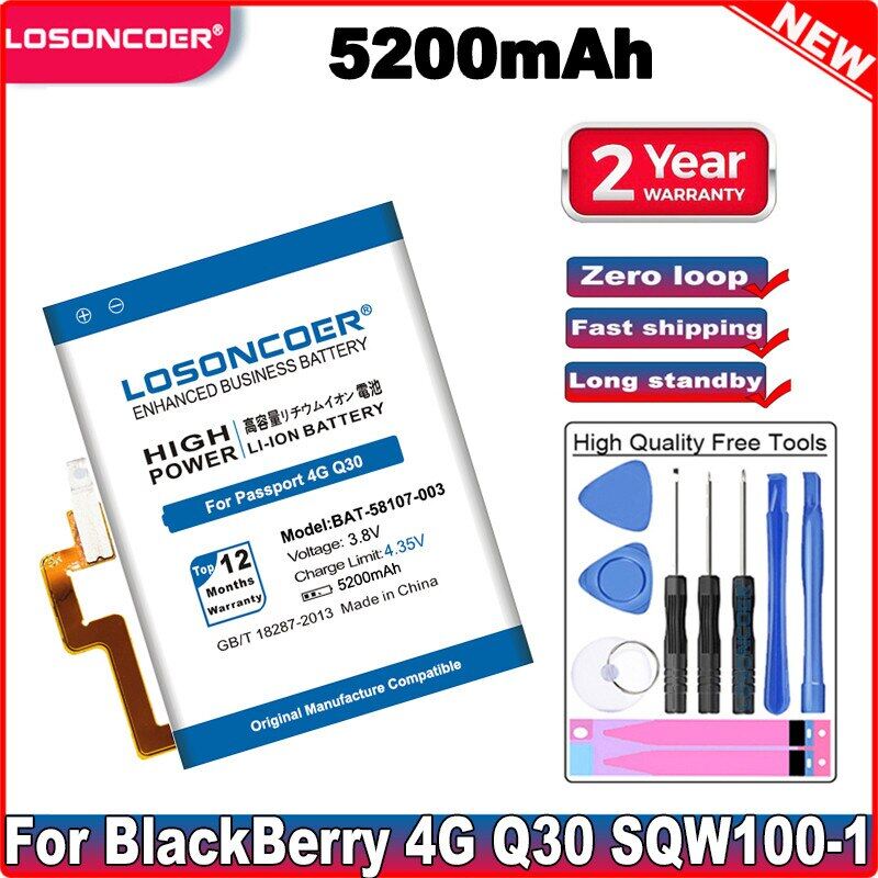 Losoncoer 5200mah bat-58107-003 cho blackberry passport 4g q30 sqw100-1 sqw100-3 windermere pin chất lượng tốt + dụng cụ quà tặng