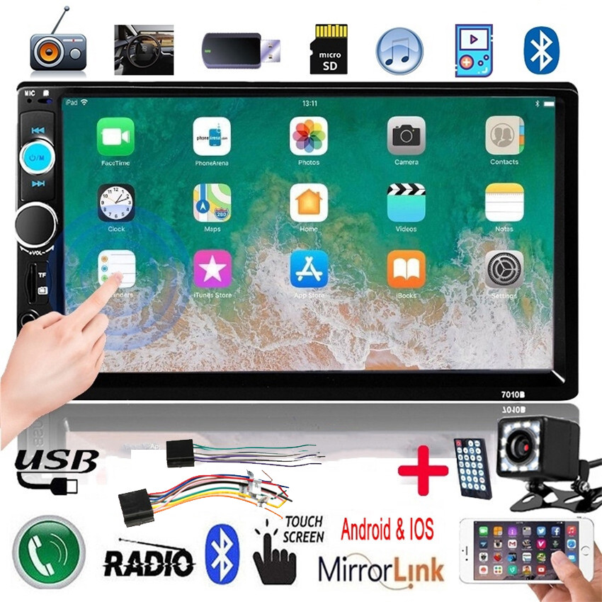 7010B 4th 7 Đôi Din Xe Đài Phát Thanh Stereo HD Màn Hình Cảm Ứng Bluetooth MP5 Đa Phương Tiện Player/FM/USB/TF/Gương Liên Kết