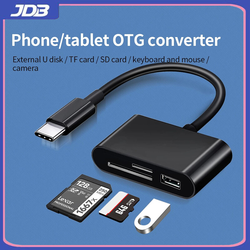 JDB Cáp Dữ Liệu USB OTG Đầu Đọc Thẻ Loại C Sang SD Bộ Chuyển Đổi Đầu Đọc Thẻ Micro SD/TF Truyền Dữ Liệu Thích Hợp Cho Macbook Điện Thoại Di Động Samsung Huawei