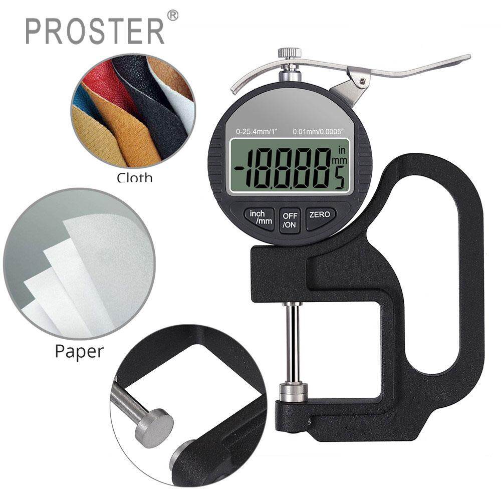 Proster di động kỹ thuật số độ dày gage đo 0-25.4mm phạm vi 0.01/0.0005 ''điện tử micromet inch/hệ mét điện tử tỷ lệ phần trăm độ dày đồng hồ với chính xác màn hình hiển thị lcd