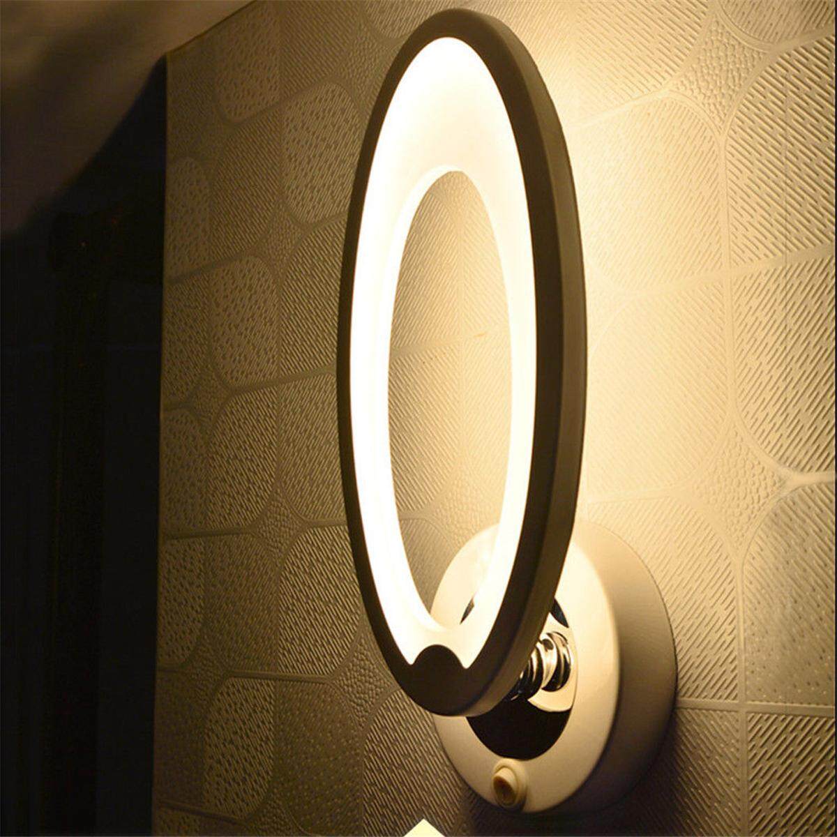 Acrílico LED moderno dormitorio de noche la lámpara de pared del pasillo del hotel Bar Se enciende con el interruptor redondo de acrílico LED de noche dormitorio lámpara de pared moderna simple pasillo Corredor Luces-Dark Ash 