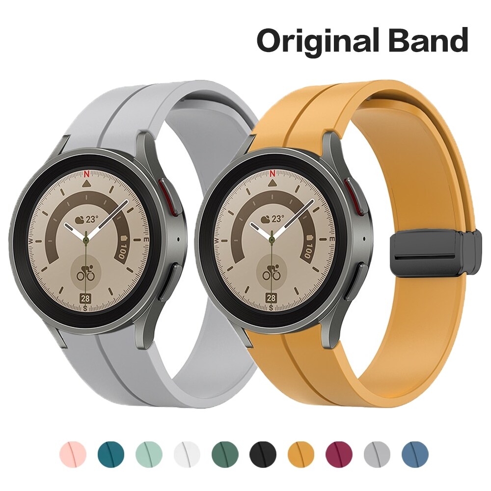 【New Fire】 Original Silicone Band for Samsung Watch 5 Pro 45mm 4 classic accessories Magnetic Buckle correa Galaxy Watch 5 44mm 40mm strap