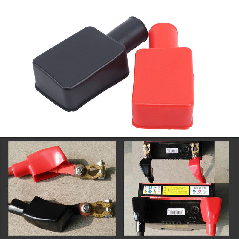 Feng Qi shopCặp Pin Xe Hơi Màu Đỏ Và Đen Vỏ Bảo Vệ Cực Dương Và Cực Âm