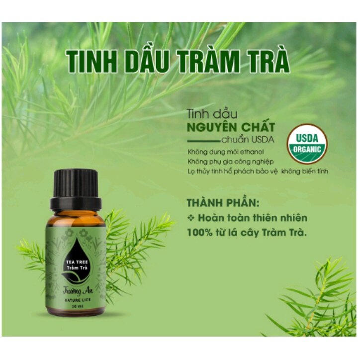 Tinh dầu tràm trà tea tree essential oil, xuất xứ từ thiên nhiên, có kiểm định
