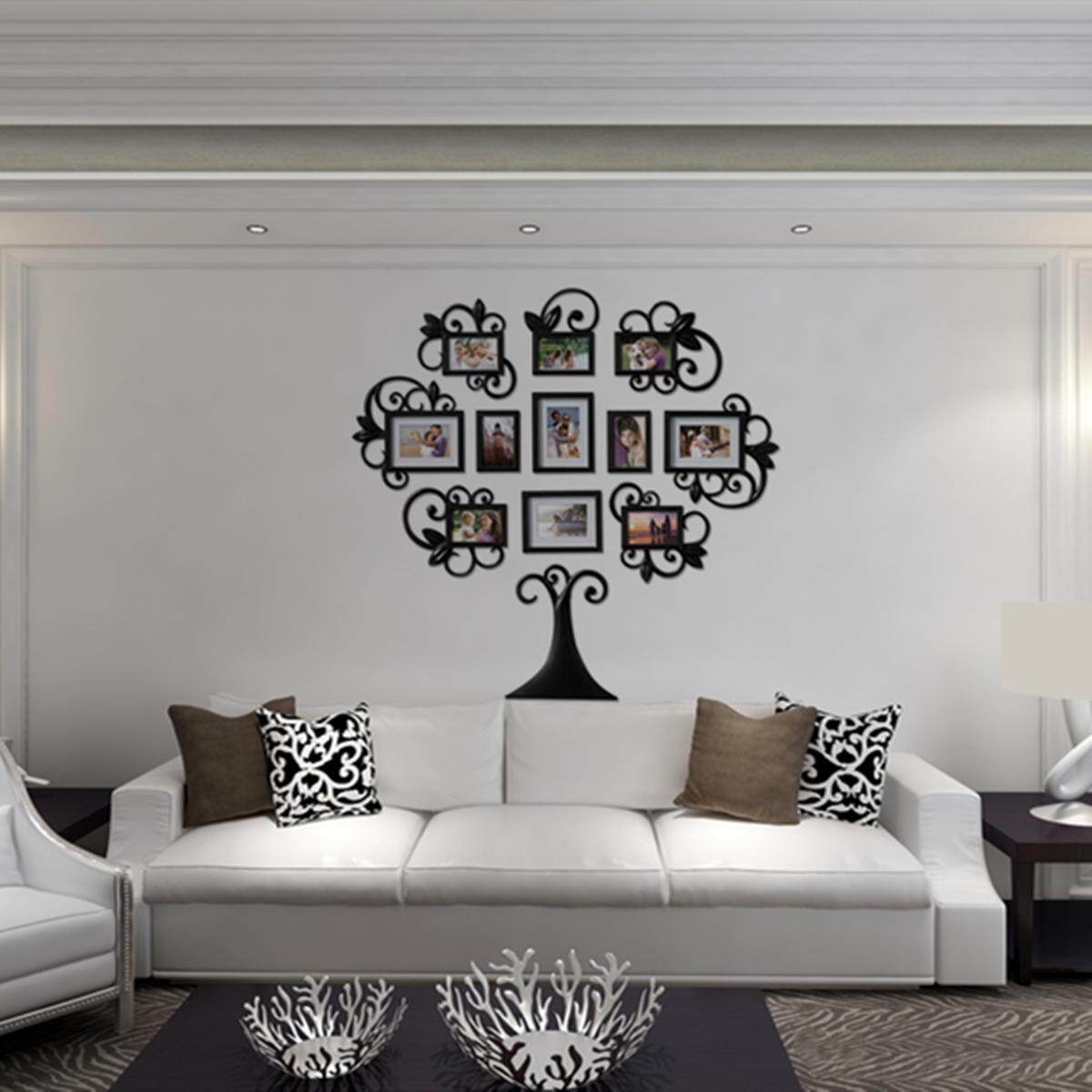 Generic 12 Piece Family Tree Photo Picture Frame Collage Set Black Wall
