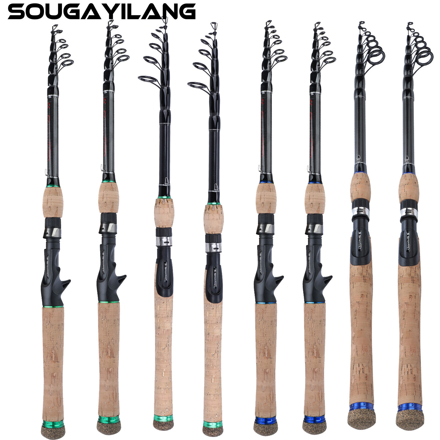 Cần câu thu gọn 1.8m-2.7m cần câu cá kiểu spinning cho bass fishing câu cá chép cần câu cá du lịch