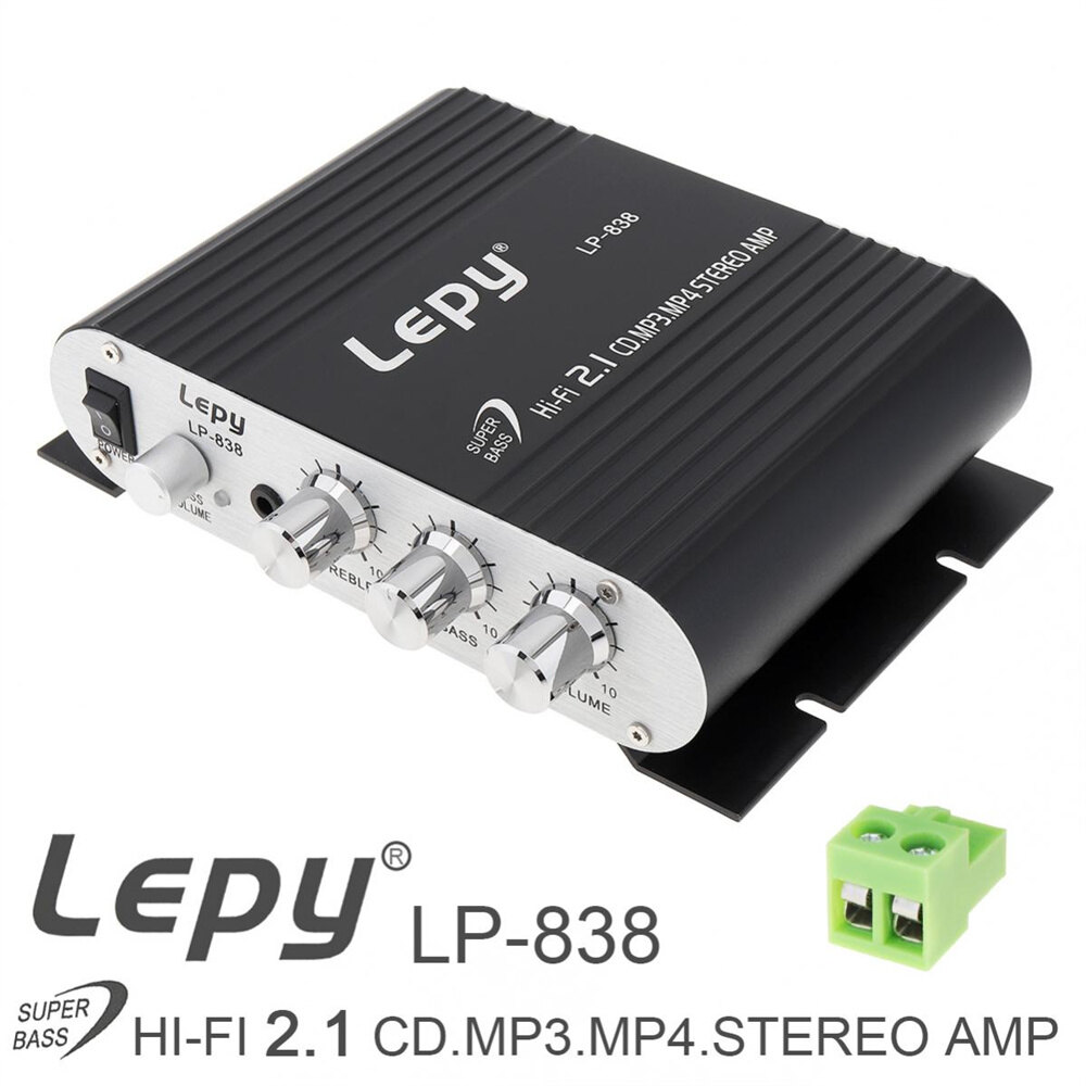 Bộ khuếch đại xe hơi lepy lp-838, bộ khuếch đại âm thanh hi-fi 2.1 mini 12v máy phát loa bass khuếch đại âm thanh nổi cd mp3 mp4 dành cho nhà xe hơi