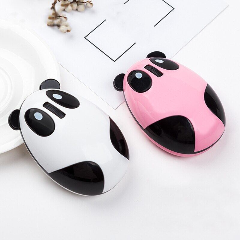 Silent Wireless Rechargeable Mouse Optical Ergonomic Computer Mice Cute Panda Shape Pink USB Mice For Laptop PC Macbook Notebook Girl Kid Gift