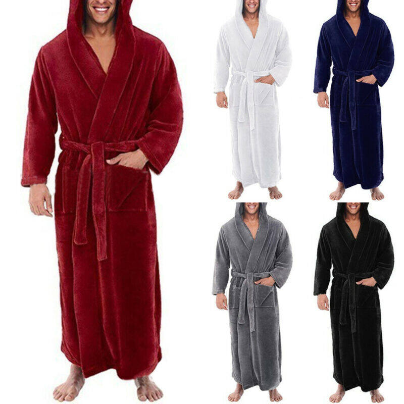 Quần áo ngủ mềm mại cho nam, áo choàng tắm trùm đầu, khăn tắm, áo choàng