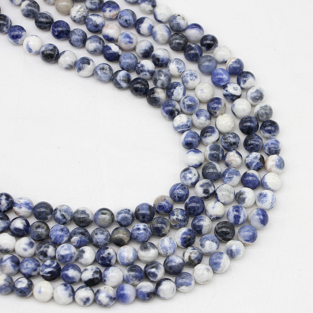  4 6  8 10  Hạt Đá Tự Nhiên 12Mm Hạt Sodalite Màu Xanh Dương Mới Hạt Đệm Tròn Rời Vòng Tay Tự Làm Đồ Trang Sức 