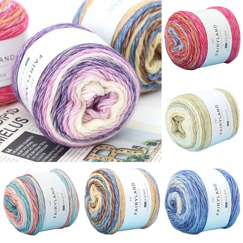 100G Chỉ Đan Móc Mềm Tự Làm Khăn Quàng Cổ Áo Len Sợi Len Nhuộm Màu Cà Vạt Màu Gradient Bằng Cotton Dệt Tay Đan Bằng Tay