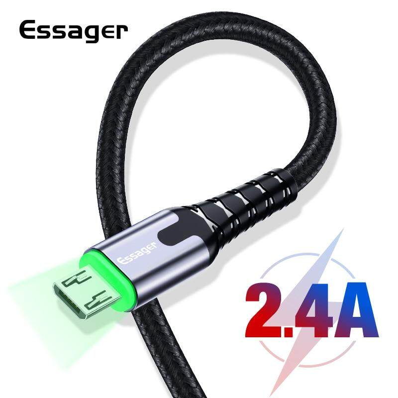 Essager LED Cáp Micro USB Sạc Nhanh Dữ Liệu Dây Dây 2m 3m Cáp Sạc MicroUSB Cho Samsung Xiaomi LG And
