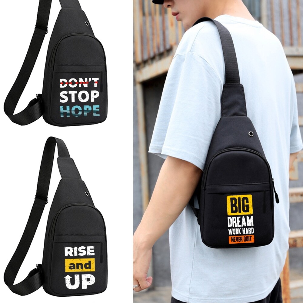 {hot} Man Waist Bag Fanny Pack Fashion Chest Outdoor Sports Crossbody Casual Travel Belt Hip Packs Phrase Pattern