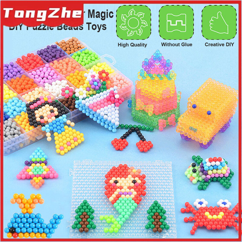 3000 Hạt Đồ Chơi Xếp Hình Ma Thuật Tự Làm Nhiều Màu Sáng Tạo Bộ Hạt Dính Phun Nước, Handmade Đồ Chơi Giáo Dục Quà Tặng Cho Trẻ Em