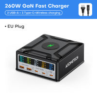 ASOMETECH 260W USB C GaN Phone Charger QC3.0 PD3.1 140W USB Type C Fast Charger For Mac Pro 16 Tablet Phone 14 13 12 Samsung Xiaomi Redmi Wireless Charge