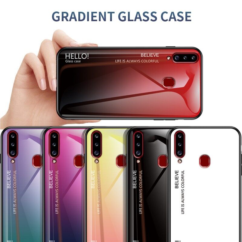 Ốp lưng samsung galaxy a20s ốp lưng kính cường lực màu gradient ốp lưng cứng samsung galaxy a 20s galaxya20s