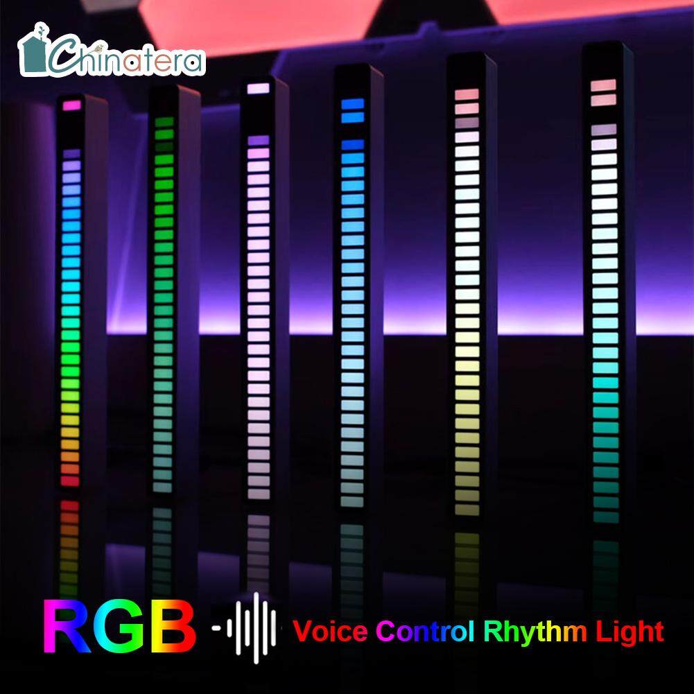 Chinatera Đèn LED Điều Khiển Âm Thanh Nhạc RGB Đèn Nhịp Điệu Kích Hoạt Bằng Giọng Nói Bộ Thu Âm Đèn Dải Ánh Sáng Xung Quanh Đầy Màu Sắc Đèn Tạo Không Khí Trang Trí Nhà Cửa Xe Hơi Tiệc Tùng Quán Bar DJ
