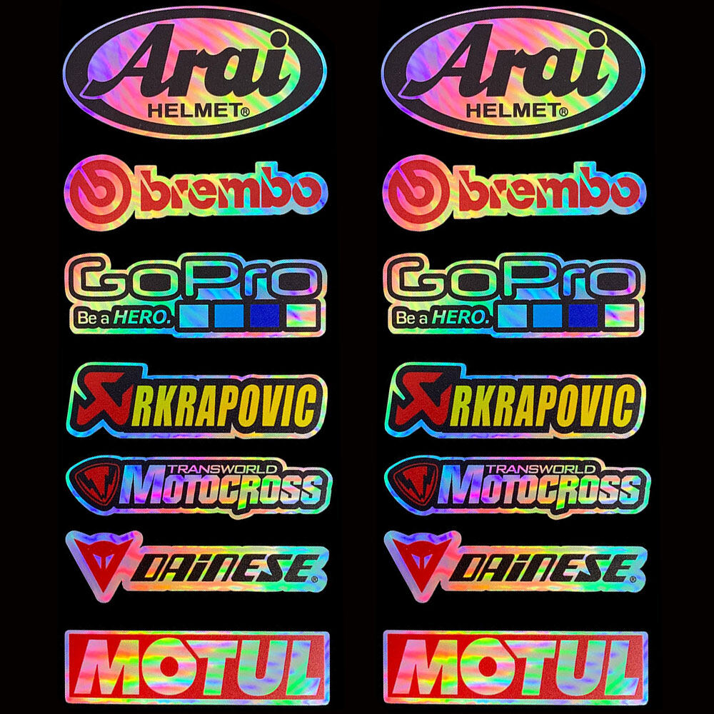 2 Chiếc/Lô Dải Bên Hông Xe Máy Laser Cầu Vồng Arai Brembo AKPAPOVIC Dainese MOTUL, Miếng Dán Mũ Bảo Hiểm Xe Đạp Đề Can Vinyl Phong Cách Xe Hơi Dành Cho YAMAHA TMAX Kawasaki KTM