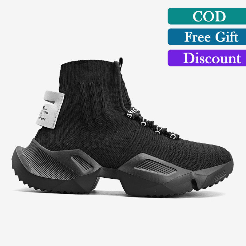 2020 Thời Trang Mới Hàn Quốc Nam Giày Cao Cổ Nam Đơn Giản Giày Nam Sneakers Màu Đen Và Trắng Mềm Nhẹ Cỡ Lớn 39-47