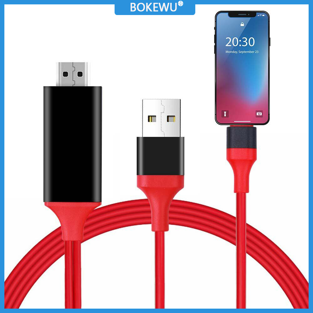 Bokewu cáp hdtv 1080p cáp lightning sang hdmi bộ chuyển đổi tv av kỹ thuật số cho ios cho ipad mini air pro