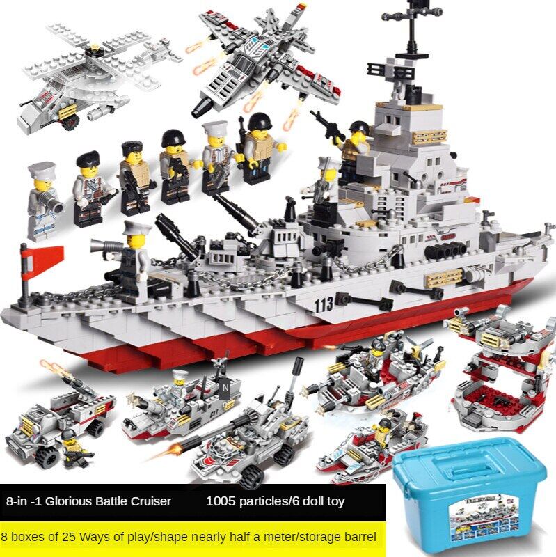 1005pcs 8-in-1 Red Sea Battleship Compatible with Legoing Building Blocks