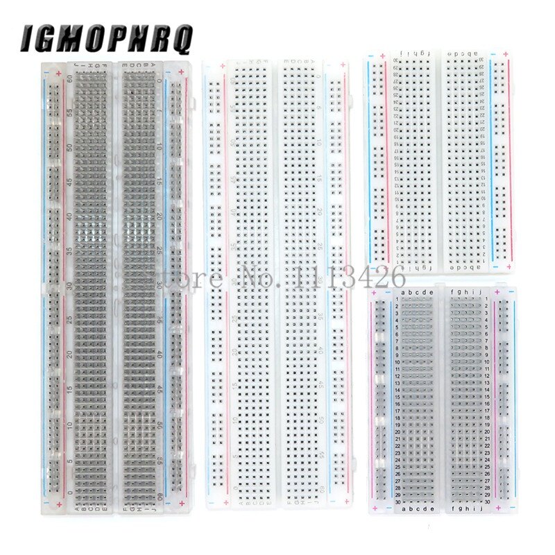 400 lỗ MB102 830 điểm solderless PCB Breadboard MB-102 solderless kiểm tra protoboard DIY Breadboard Trắng/trong suốt