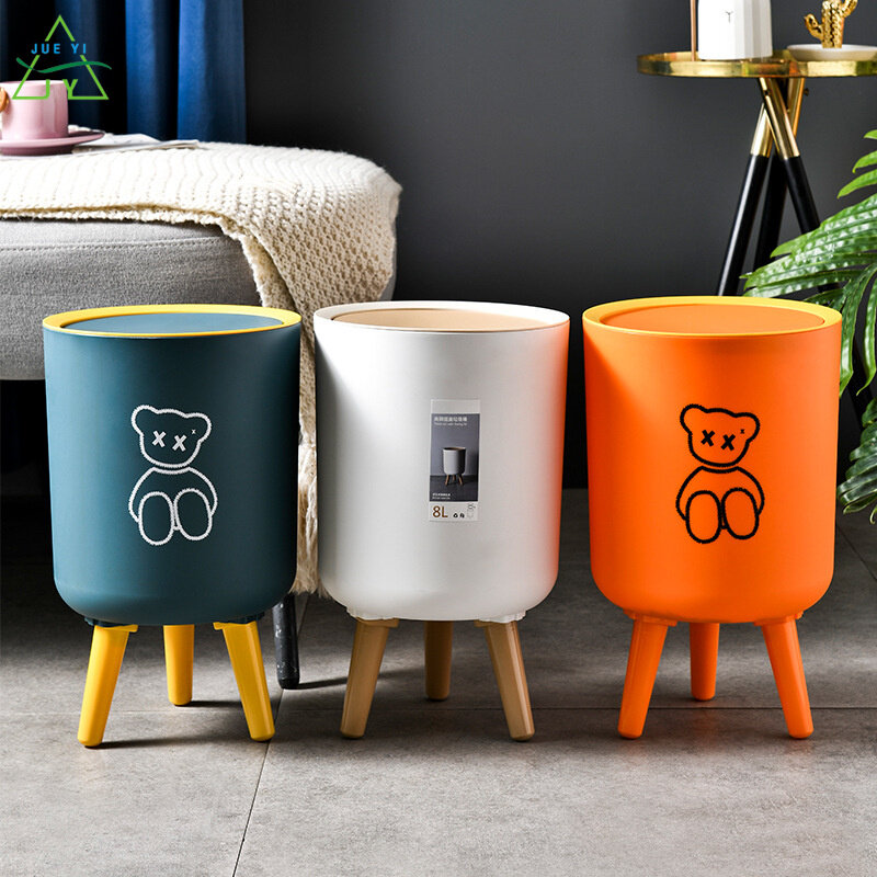 KS high-footed trash can household creative with lid pressing living room