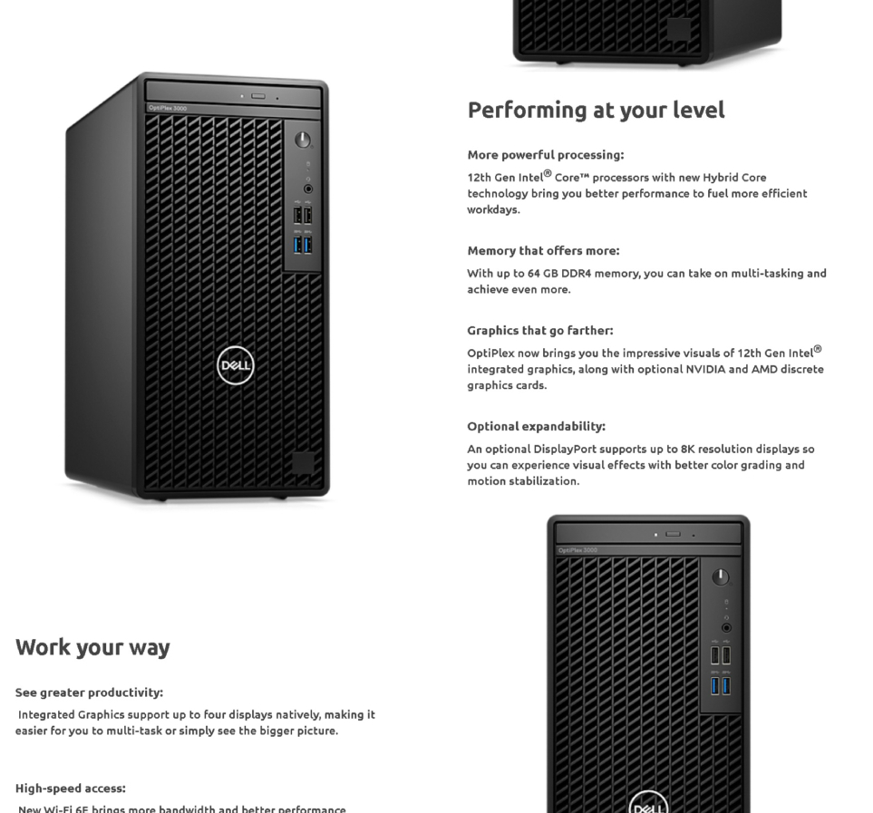Dell OptiPlex 3000MT i3104G-1TB-W11 Tower Desktop PC ( i3-12100, 4GB, 1TB,  Intel, W11P ) : NB Plaza