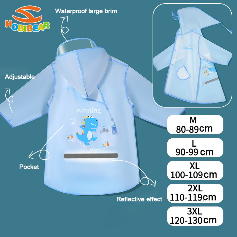 HOBIBEAR Children's raincoat girls boys kindergarten baby primary school students cartoon waterproof thickened poncho face protection whole body raincoat ราคา 138 บาท*ส่งฟรี