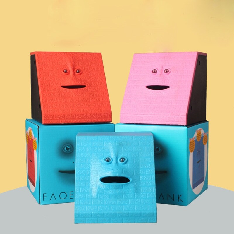 【hot】 Face Bank Eating Money Box Jar Automatic Money Saving Collection Piggy Bank for Kids Children