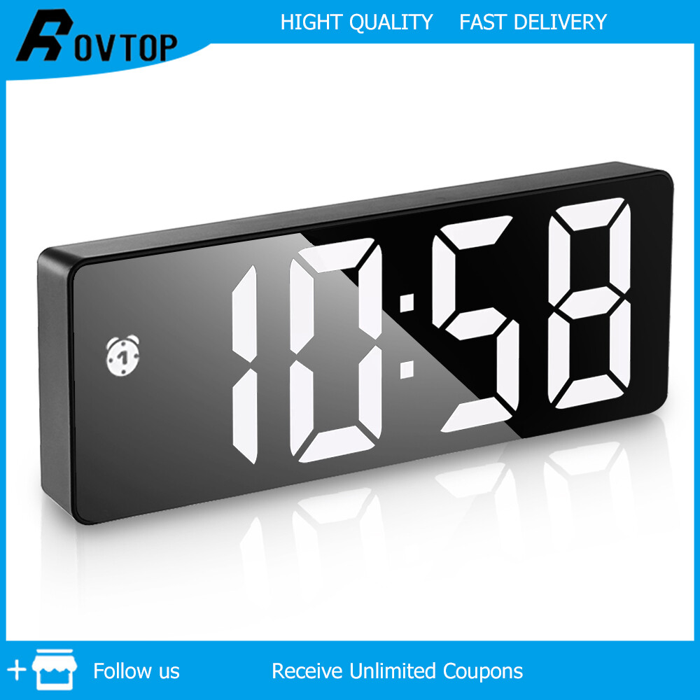 Rovtop Đồng Hồ Kỹ Thuật Số Đồng Hồ Báo Thức LED Đồng Hồ Để Bàn USB Điều Khiển Bằng Giọng Nói 3 Chế Độ Báo Thức Có Thể Điều Chỉnh Độ Sáng Cho Gia Đình Phòng Ngủ Văn Phòng Đồng Hồ Phong Cách Đơn Giản Hai Cách Để Cắm Pin