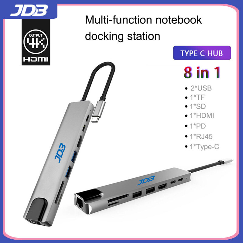 JDB Cổng Chuyển Đổi USB C Hub USB TYPE C 3.1 Với 4K HDMI PD 87 W USB3.0 5G Cổng Truyền Tốc Độ Cao, Cho iPad Air 4 2020 /MacBook Pro 2020 /IPad Pro 2020 /Samsung S20 + /Surface Pro 7/MacBook Pro 2018 /MacBook Air 2018/iPad Pro 2018