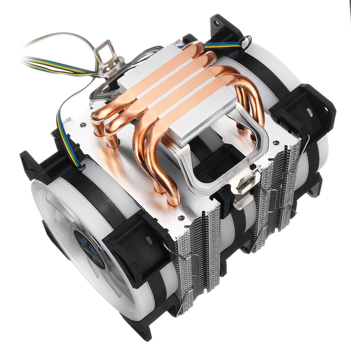 Generic CPU Cooler 4 Pin 4 Heatpipe 3x LED RGB Fans for LGA 775/1155